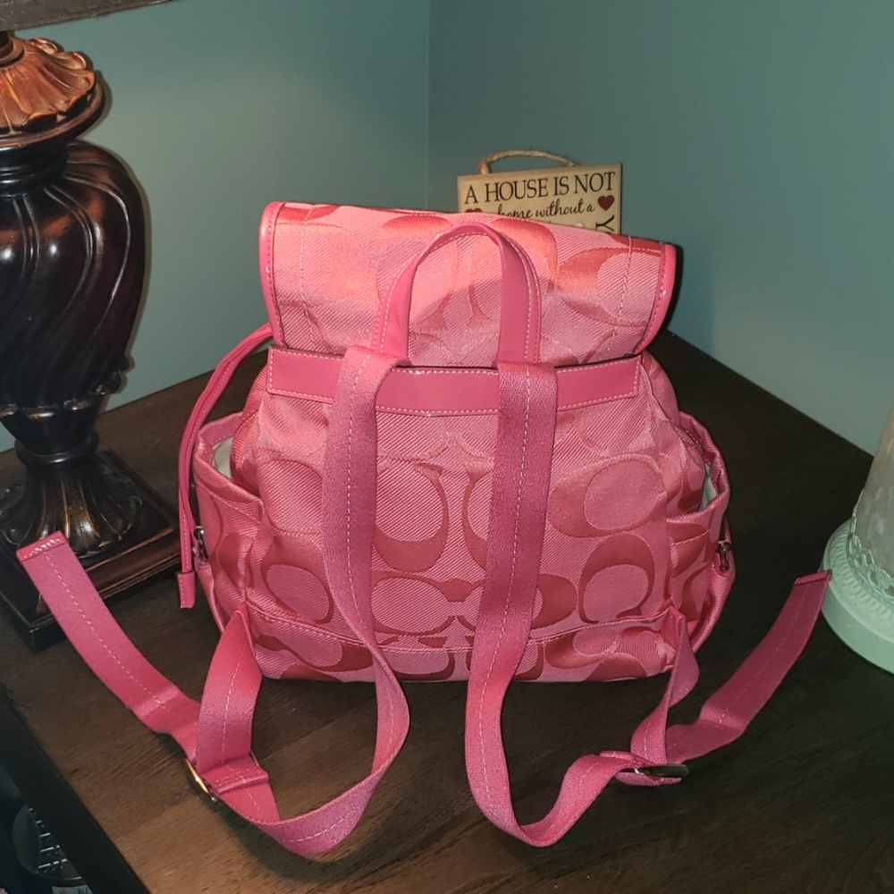Coach Kyra Daisy Signature Backpack in Hibiscus - Picture 5 of 8
